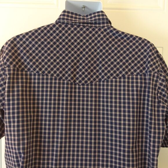 (3/$20) Plains blue plaid Pearl snap shirt - Picture 9 of 13